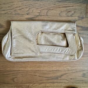 Vintage Gold Metallic Clutch Handbag Envelope Purse